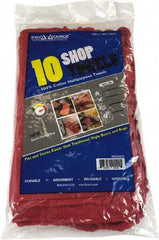 PRO-SOURCE - 14 Inch Long x 15 Inch Wide Virgin Cotton Shop Towel - Red, Ling Free, 10 Sheets per Pack, Bag - Caliber Tooling