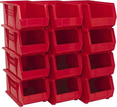 Akro-Mils - 60 Lb. Load Capacity, 14-3/4" Deep, Red Polymer Hopper Stacking Bin - 7" High x 8-1/4" Wide x 14-3/4" Long - Caliber Tooling