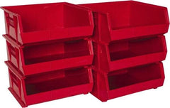 Akro-Mils - 75 Lb. Load Capacity, 14-3/4" Deep, Red Polymer Hopper Stacking Bin - 7" High x 16-1/2" Wide x 14-3/4" Long - Caliber Tooling