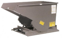 Made in USA - 4,000 Lb Load Capacity, 1-1/2 Cu Yd, Steel Self-Dumping Hopper - 57-1/2" Wide x 68" Long x 38" High, Gray - Caliber Tooling