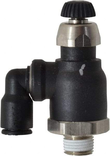 Legris - 1/4" Tube OD x 1/8" Male NPT Compact Swivel Outlet Flow Control Regulator - 0 to 145 psi & Nylon Material - Caliber Tooling