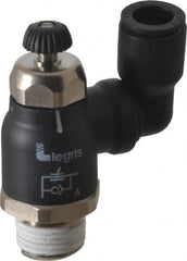 Legris - 3/8" Tube OD x 3/8" Male NPT Compact Swivel Outlet Flow Control Regulator - 0 to 145 psi & Nylon Material - Caliber Tooling