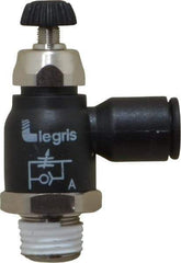 Legris - 8mm Tube OD x 1/4 Male BSPT Compact Meter Out Flow Control Valve - 14.5 to 145 psi, Nylon - Caliber Tooling