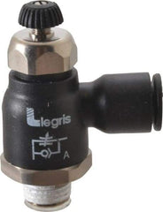 Legris - 10mm Tube OD x 1/4 Male BSPT Compact Meter Out Flow Control Valve - 14.5 to 145 psi, Nylon - Caliber Tooling