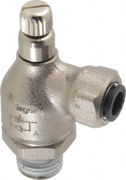 Legris - 1/4" Tube OD x 1/4" NPT Metal Flow Control Regulator - 0 to 145 psi & Treated Brass Material - Caliber Tooling