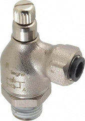 Legris - 1/4" Tube OD x 1/4" NPT Metal Flow Control Regulator - 0 to 145 psi & Treated Brass Material - Caliber Tooling