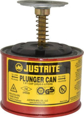 Justrite - 1 Pint Capacity, 5-1/4 Inch High x 4-7/8 Inch Diameter, Steel Plunger Can - 2-3/4 Inch Dasher Diameter, Red, Approval Listing/Regulation FM - Caliber Tooling