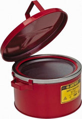 Justrite - 2 Gallon Capacity, Coated Steel, Red Bench Can - 5-7/8 Inch High x 11-1/2 Inch Diameter, 9-3/4 Inch Dasher Diameter - Caliber Tooling