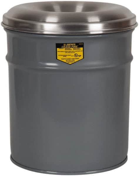 Justrite - 30 Gallon Fire Resistant Steel Drum - 19-1/4 Inch Outside Diameter, 29 Inch High, UL Standards - Caliber Tooling