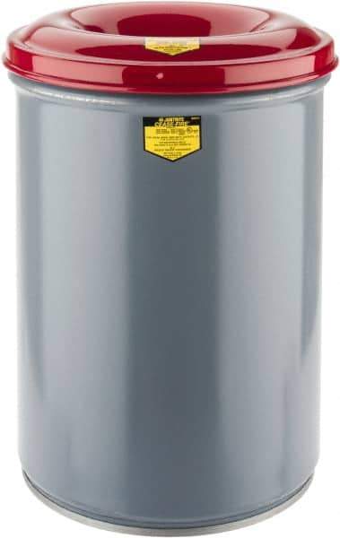 Justrite - 12 Gallon Complete Unit Fire Resistant Steel Drum and Head - 14-1/2 Inch Outside Diameter, 5-1/4 Inch Opening Diameter, 21 Inch High, FM and UL Standards - Caliber Tooling