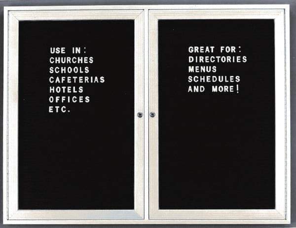 Ghent - 1 Door, 24 Inch Wide x 36 Inch High, Acrylic Enclosed Letter Board - Black - Caliber Tooling