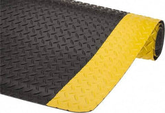 Wearwell - 5' Long x 3' Wide, Dry Environment, Anti-Fatigue Matting - Black with Yellow Borders, Vinyl with Nitrile Blend Base, Beveled on 4 Sides - Caliber Tooling