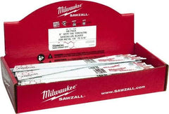 Milwaukee Tool - 9" Long x 1" Thick, Bi-Metal Reciprocating Saw Blade - Straight Profile, 10 TPI, Toothed Edge, Universal Shank - Caliber Tooling