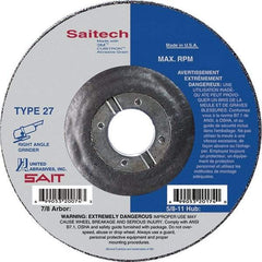 Sait - 4" Wheel Diam, 1/4" Wheel Thickness, 3/8" Arbor Hole, Type 27 Depressed Center Wheel - Ceramic, Resinoid Bond, 13,500 Max RPM, Compatible with Angle Grinder - Caliber Tooling