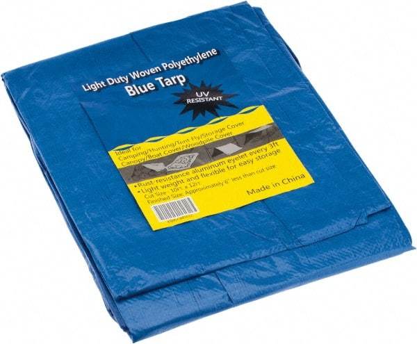 Value Collection - 12' Long x 10' Wide Polyethylene Tarp & Dust Cover - Blue - Caliber Tooling