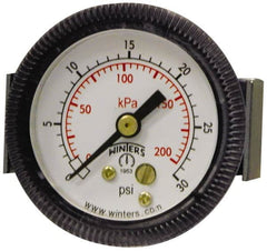 Winters - 2" Dial, 1/8 Thread, 0-600 Scale Range, Pressure Gauge - U-Clamp Panel Mount, Center Back Connection Mount, Accurate to 2.5% of Scale - Caliber Tooling