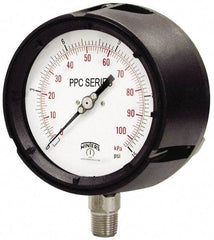 Winters - 4-1/2" Dial, 1/2 Thread, 0-10,000 Scale Range, Pressure Gauge - Lower Connection Mount, Accurate to 0.5% of Scale - Caliber Tooling