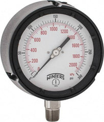 Winters - 4-1/2" Dial, 1/2 Thread, 0-300 Scale Range, Pressure Gauge - Lower Connection Mount, Accurate to 0.5% of Scale - Caliber Tooling