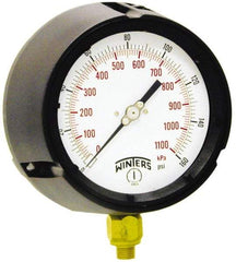 Winters - 4-1/2" Dial, 1/4 Thread, 0-30 Scale Range, Pressure Gauge - Lower Connection Mount, Accurate to 0.5% of Scale - Caliber Tooling