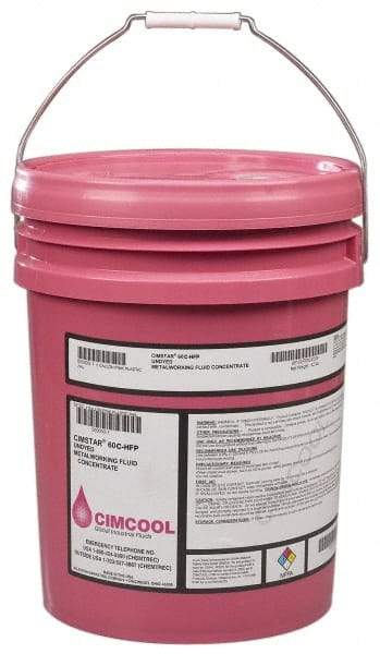 Cimcool - Cimstar 60C-HFP, 5 Gal Pail Cutting Fluid - Semisynthetic, For Boring, Drilling, Grinding, Milling, Reaming, Tapping, Turning - Caliber Tooling