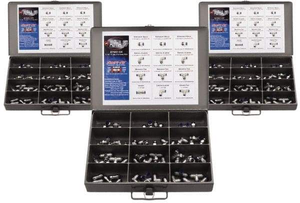 Value Collection - 36 Piece, Push to Connect Fitting Kit - Mixed Universal Threads, 1/2" Tube - Caliber Tooling