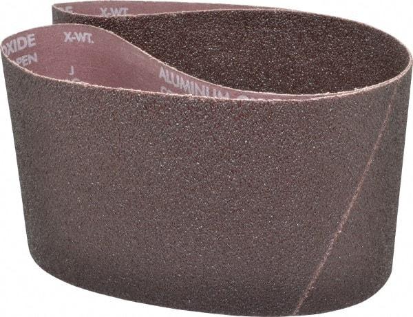 Norton - 6" Wide x 48" OAL, 36 Grit, Aluminum Oxide Abrasive Belt - Aluminum Oxide, Very Coarse, Coated, X Weighted Cloth Backing, Series R255 - Caliber Tooling