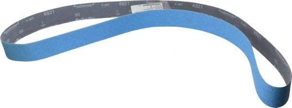 Norton - 2" Wide x 72" OAL, 50 Grit, Zirconia Alumina Abrasive Belt - Zirconia Alumina, Coarse, Coated, Y Weighted Cloth Backing, Dry, Series R821 - Caliber Tooling