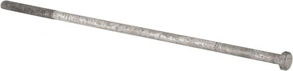 Value Collection - 7/8-9 Thread, 28" Length Under Head, Steel Hex Head Bolt - Hot Dipped Galvanized Coated, UNC Thread, ASTM A307, Grade 2 - Caliber Tooling