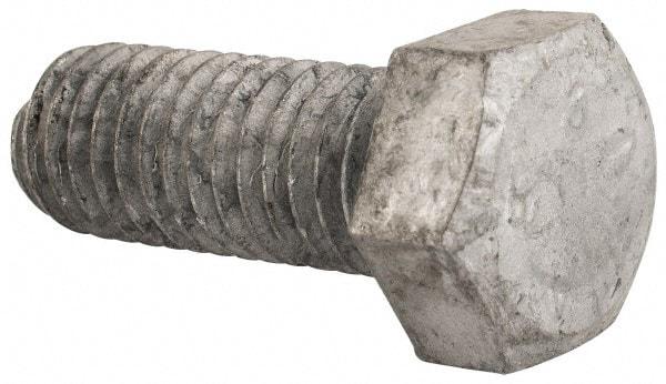 Value Collection - 1/2-13 Thread, 1-1/4" Length Under Head, Steel Hex Head Bolt - Hot Dipped Galvanized Coated, UNC Thread, ASTM A307, Grade 2 - Caliber Tooling