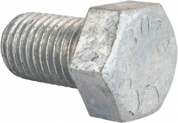 Value Collection - 7/8-9 Thread, 1-1/2" Length Under Head, Steel Hex Head Bolt - Hot Dipped Galvanized Coated, UNC Thread, ASTM A307, Grade 2 - Caliber Tooling