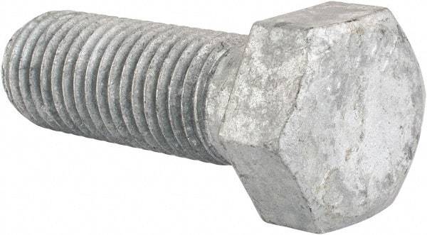 Value Collection - 7/8-9 Thread, 2-1/2" Length Under Head, Steel Hex Head Bolt - Hot Dipped Galvanized Coated, UNC Thread, ASTM A307, Grade 2 - Caliber Tooling