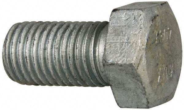 Value Collection - 1-8 Thread, 2" Length Under Head, Steel Hex Head Bolt - Hot Dipped Galvanized Coated, UNC Thread, ASTM A307, Grade 2 - Caliber Tooling