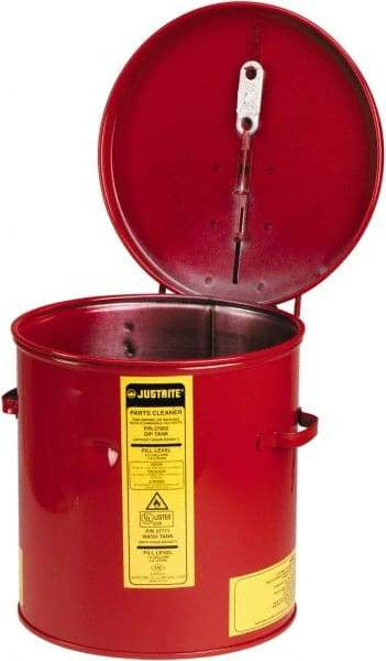 Justrite - 2 Gallon Capacity, 24-Gauge Coated Steel Body, Red Dip Tank - 10 Inch High x 9-3/8 Inch Diameter - Caliber Tooling