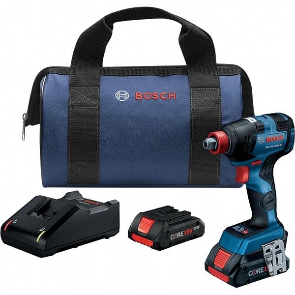 Bosch - 18 Volt, 1/4" Drive, 1,800 In/Lb Torque, Cordless Impact Driver - Pistol Grip Handle, 1100, 2300, 3400 RPM, 2 Lithium-Ion Batteries Included - Caliber Tooling