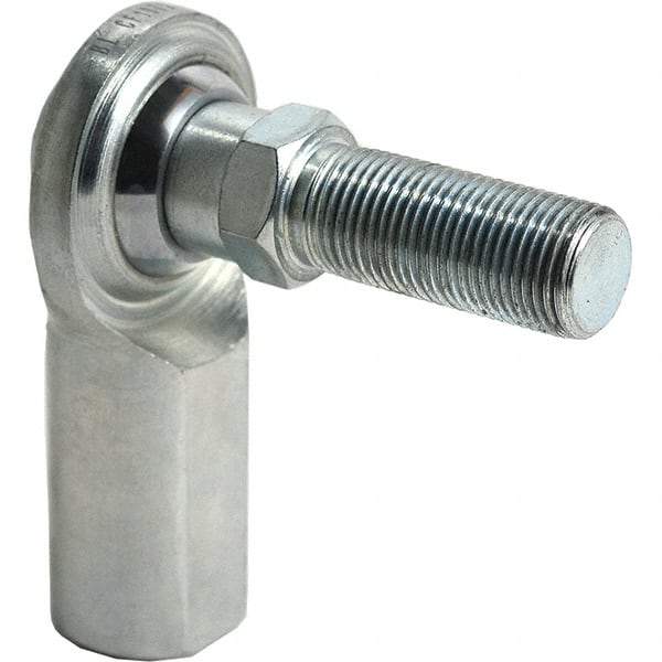 Tritan - 5/8" ID, 9,800 Lb Max Static Cap, Female Spherical Rod End - 5/8-18 UNF RH, 3/4" Shank Diam, 1-3/8" Shank Length, Zinc Plated Carbon Steel with PTFE Lined Chrome Steel Raceway - Caliber Tooling