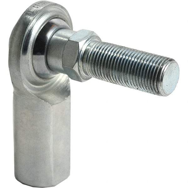 Tritan - 3/4" ID, 14,290 Lb Max Static Cap, Male Spherical Rod End - 3/4-16 RH, 7/8" Shank Diam, 1-3/4" Shank Length, Zinc Plated Carbon Steel with Low Carbon Steel Raceway - Caliber Tooling