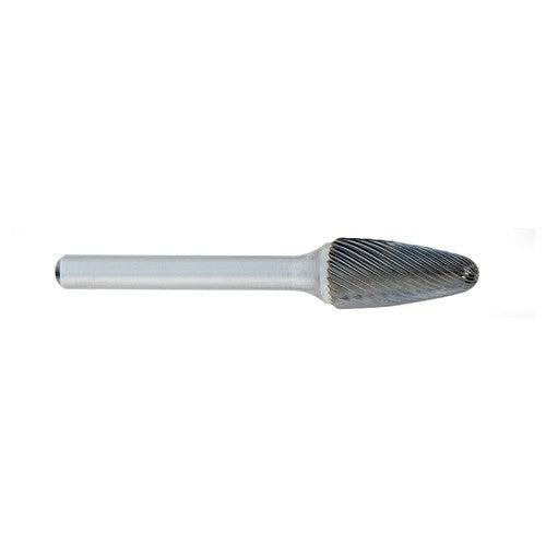 ‎SF-3 -3/8 × 3/4 LOC × 1/4 Shank × 2 OAL Round Nose Tree Carbide Medium Right Hand Spiral Burr - Caliber Tooling