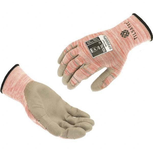 Tilsatec - Size L (9), ANSI Cut Lvl A1, Puncture Lvl 2, Abrasion Lvl 4, Polyurethane Coated Cut & Puncture Resistant Gloves - Caliber Tooling