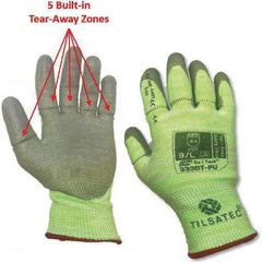 Tilsatec - Size L (9), ANSI Cut Lvl A4, Puncture Lvl 3, Abrasion Lvl 4, Polyurethane Coated Cut & Puncture Resistant Gloves - Caliber Tooling