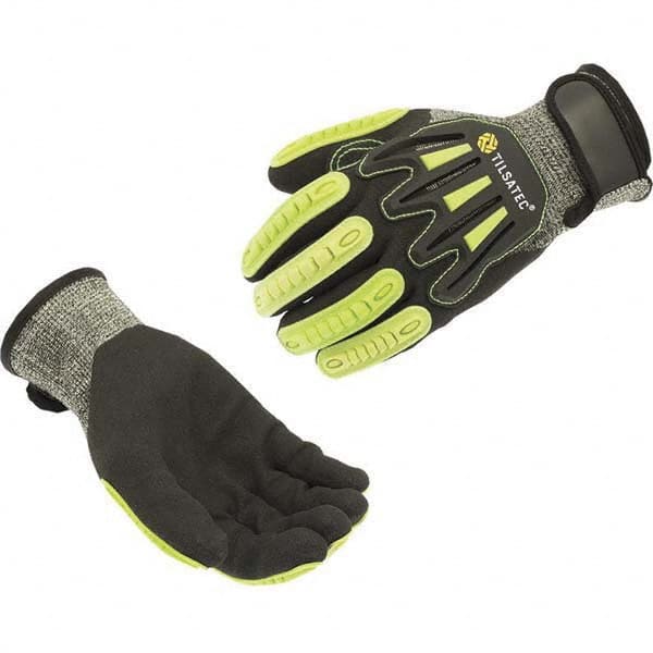 Tilsatec - Size S (7), ANSI Cut Lvl A5, Puncture Lvl 5, Abrasion Lvl 4, Micro-Foam Nitrile Coated Cut & Puncture Resistant Gloves - Caliber Tooling