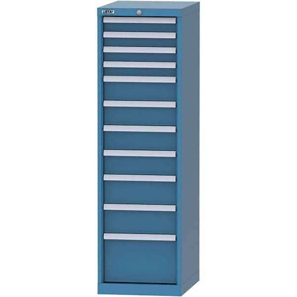 LISTA - 11 Drawer, 45 Compartment Bright Blue Steel Modular Storage Cabinet - Caliber Tooling