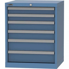 LISTA - 6 Drawer, 84 Compartment Bright Blue Steel Modular Storage Cabinet - Caliber Tooling