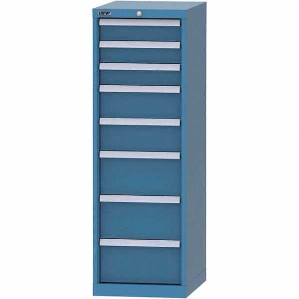 LISTA - 8 Drawer, 216 Compartment Bright Blue Steel Modular Storage Cabinet - Caliber Tooling