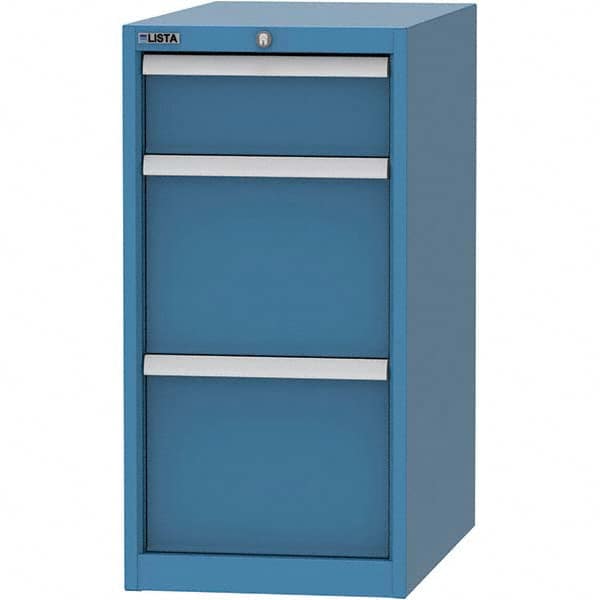 LISTA - 3 Drawer, 45 Compartment Bright Blue Steel Modular Storage Cabinet - Caliber Tooling