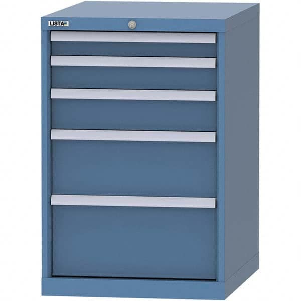 LISTA - 5 Drawer, 99 Compartment Bright Blue Steel Modular Storage Cabinet - Caliber Tooling