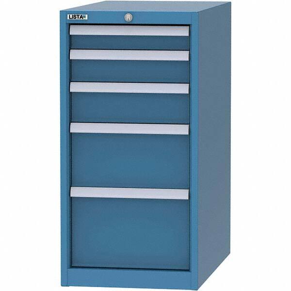 LISTA - 5 Drawer, 45 Compartment Bright Blue Steel Modular Storage Cabinet - Caliber Tooling