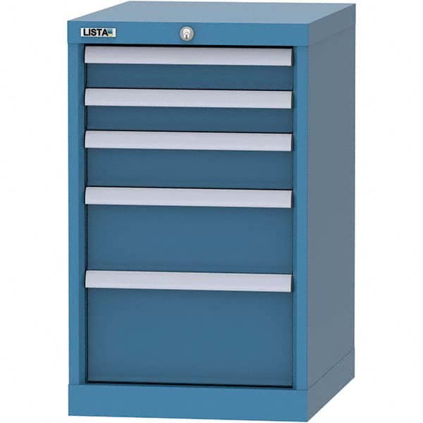 LISTA - 5 Drawer, 216 Compartment Bright Blue Steel Modular Storage Cabinet - Caliber Tooling