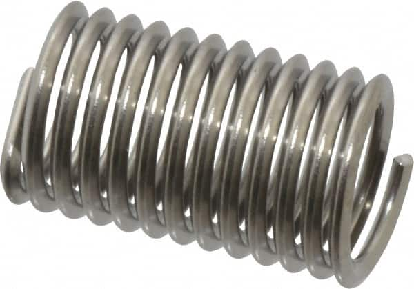 Heli-Coil - M6x1.00 Metric Coarse, 15mm OAL, Free Running Helical Insert - 12-1/8 Free Coils, Tanged, 304 Stainless Steel, Bright Finish, 2-1/2D Insert Length - Caliber Tooling