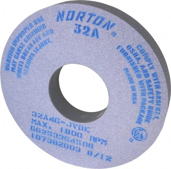 Norton - 14" Diam x 5" Hole x 2" Thick, J Hardness, 46 Grit Surface Grinding Wheel - Aluminum Oxide, Type 1, Coarse Grade, 1,800 Max RPM, Vitrified Bond, No Recess - Caliber Tooling