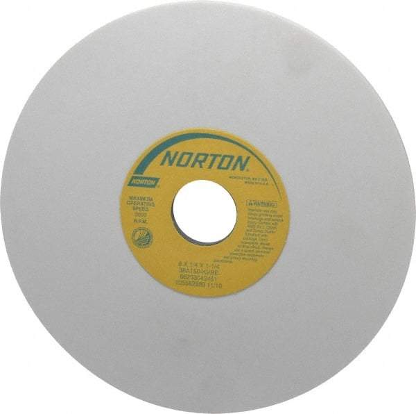 Norton - 8" Diam x 1-1/4" Hole x 1/4" Thick, K Hardness, 150 Grit Surface Grinding Wheel - Aluminum Oxide, Type 1, Very Fine Grade, 3,600 Max RPM, Vitrified Bond, No Recess - Caliber Tooling